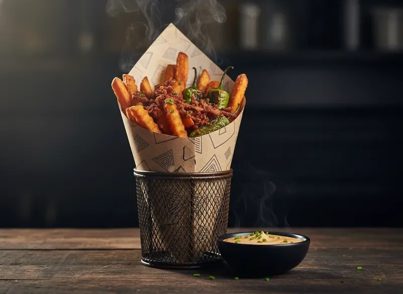 צ׳יפס קריספי ותוספות של Jburger