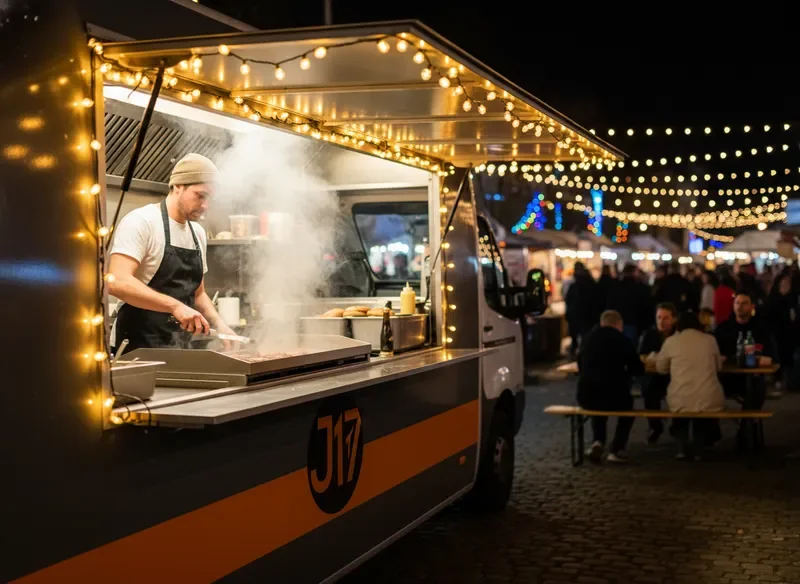 פודטראק טבעוני של Jburger by J17 בפעולה